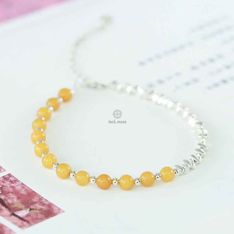Luck Muse 925 Silver Blue Jade Tourmaline Amber Confidence Blessing Bracelet - Image 8