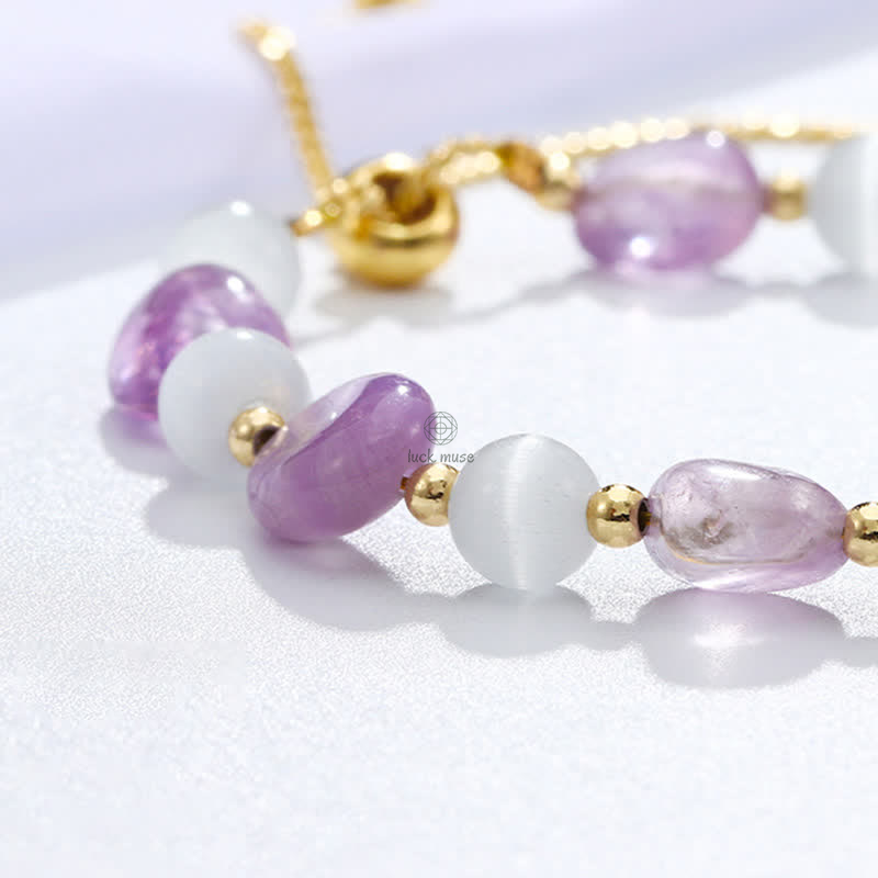 Amethyst Pink Crystal Black Rutilated Quartz Bracelet for Spiritual Awareness - Image 5