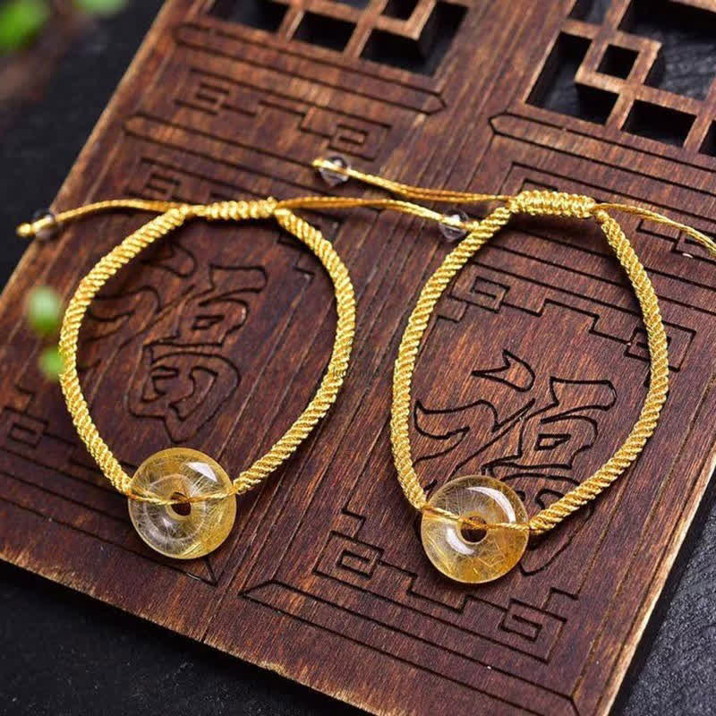 Round Citrine Peace Braided Bracelet with Buckle - Image 7