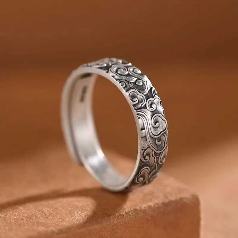Luck Muse Vintage Auspicious Cloud Pattern Ring