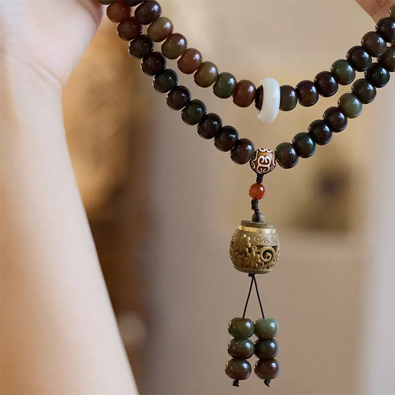 Bodhi Seed Dzi Mala Beads Bracelet - Dunhuang Color, Protect Against Evil Spirits - Image 3