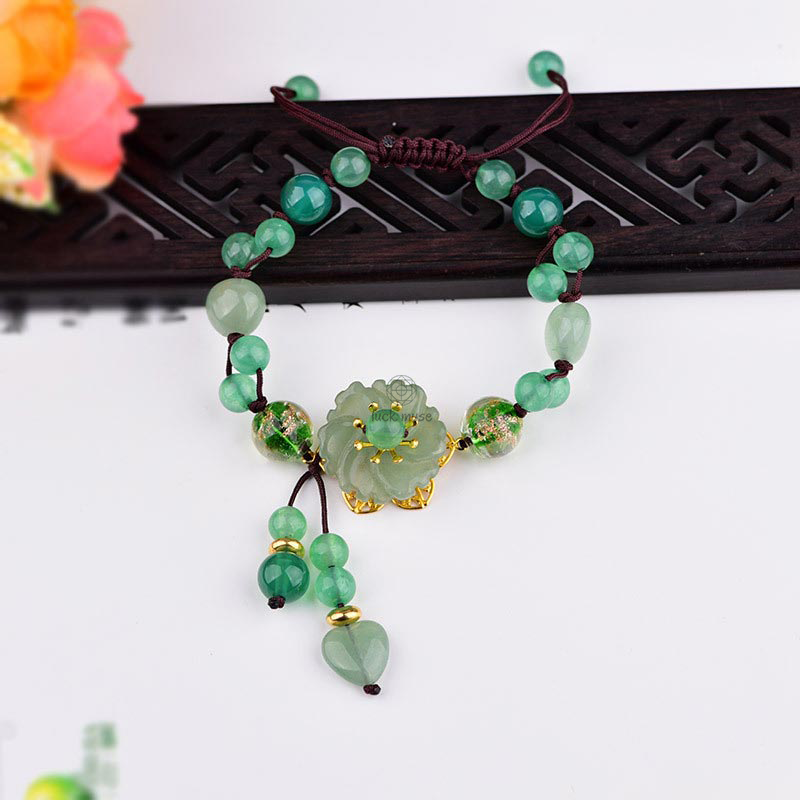 Natural Green Jade Green Aventurine Luck Dangling Flower Bracelet - Image 8