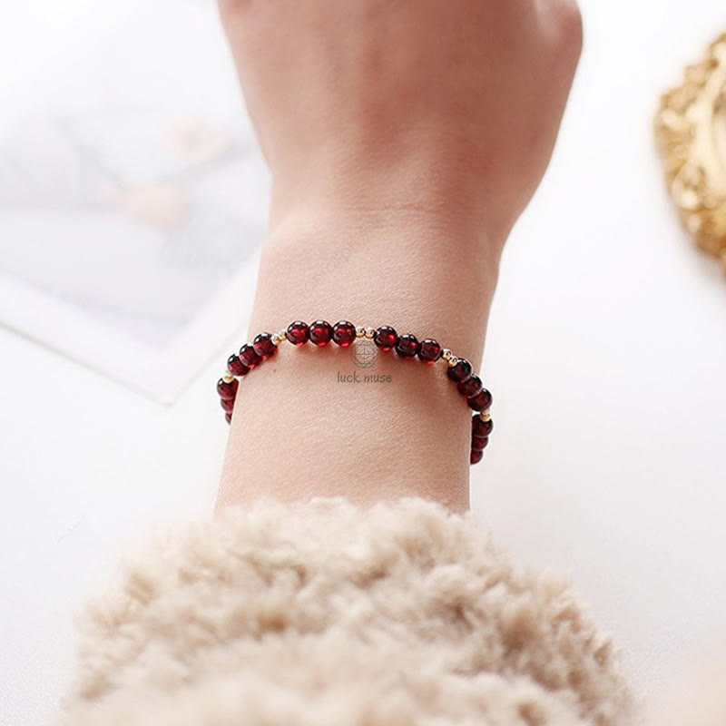 Luck Muse 14K Gold Garnet Calming Bracelet - Image 7
