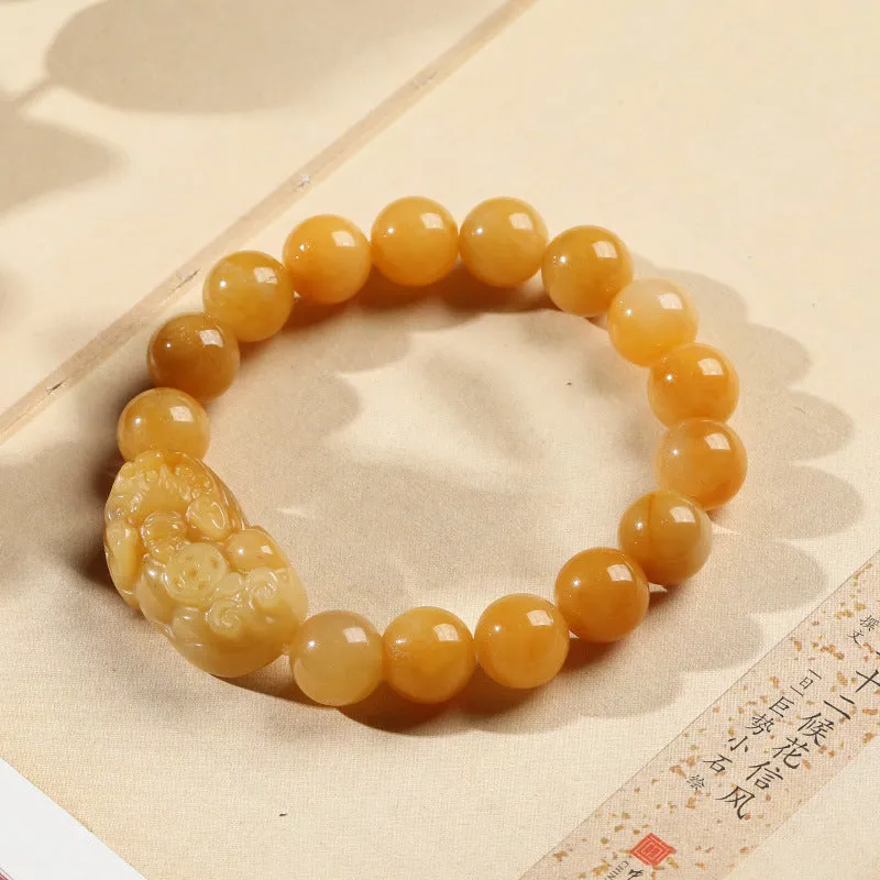 Golden Silk Jade Pixiu Prosperity Bracelet by Luck Muse Shop - Image 3