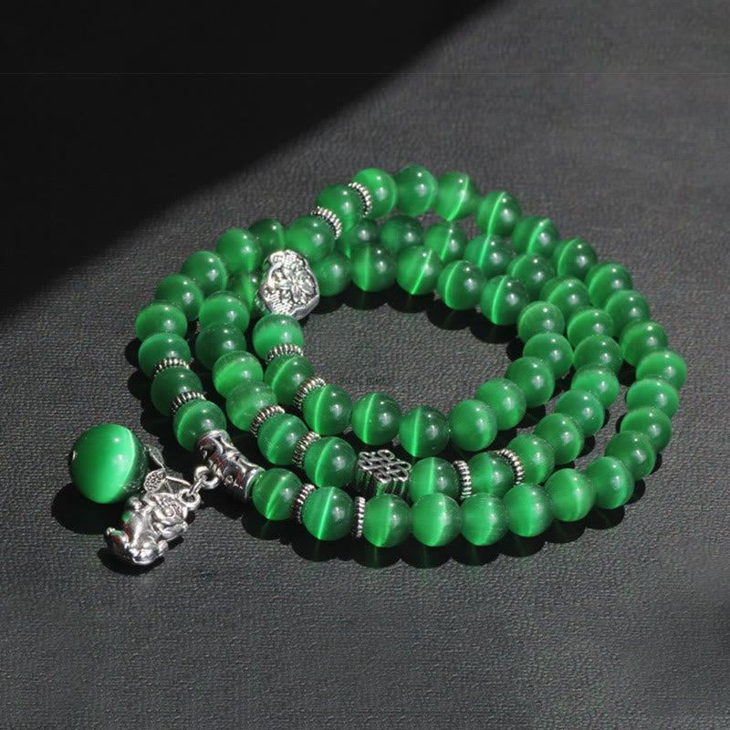 Luck Muse Cat's Eye Pixiu Triple Wrap Bracelet - Energizing Support - Image 12