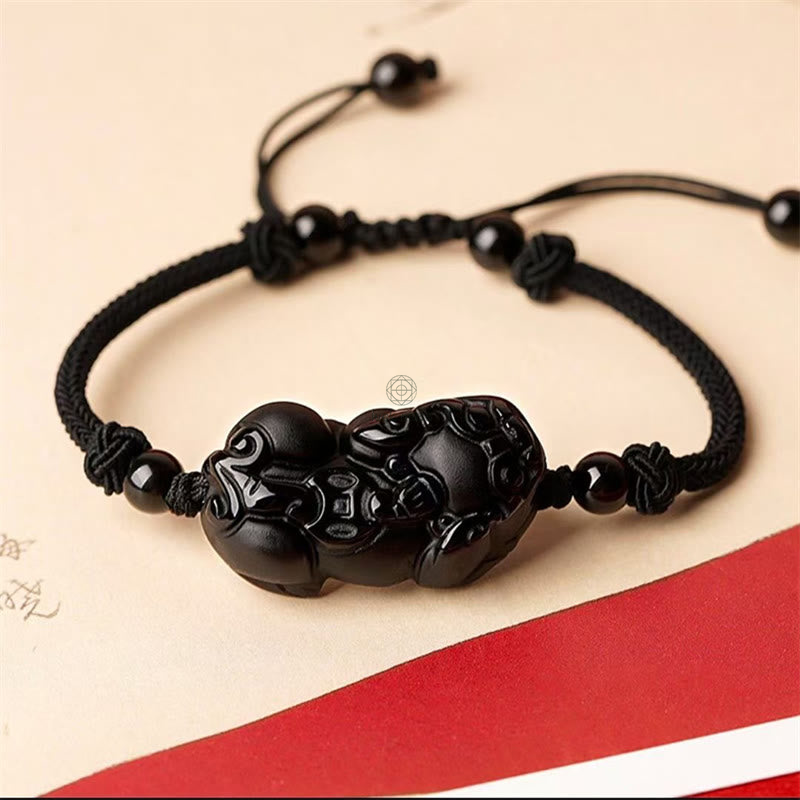 Natural Obsidian Amethyst Citrine PiXiu Wealth Bracelet - Image 6