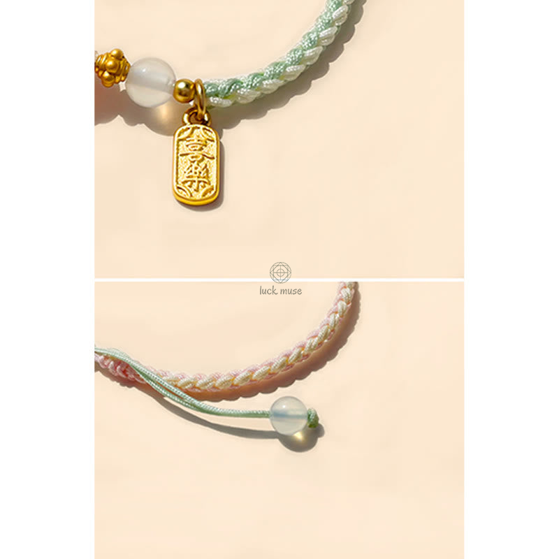 Luck Muse Peace and Joy Agate Bracelet with Auspicious Handmade Braided Buckle - Image 4