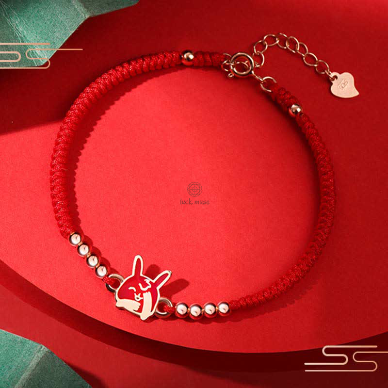 925 Sterling Silver Chinese Zodiac Luck and Faith Red String Bracelet - Image 12
