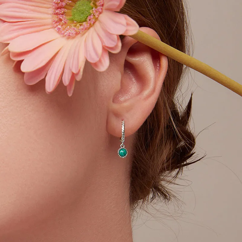 Luck Muse 925 Sterling Silver Malachite Anti-Anxiety Round Drop Earrings - Image 3