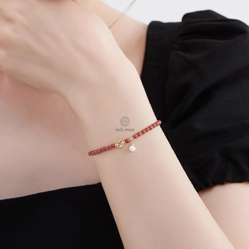 Luck Muse Red Agate Copper Coin Bracelet with 14K Gold Plating for Confidence - Image 6