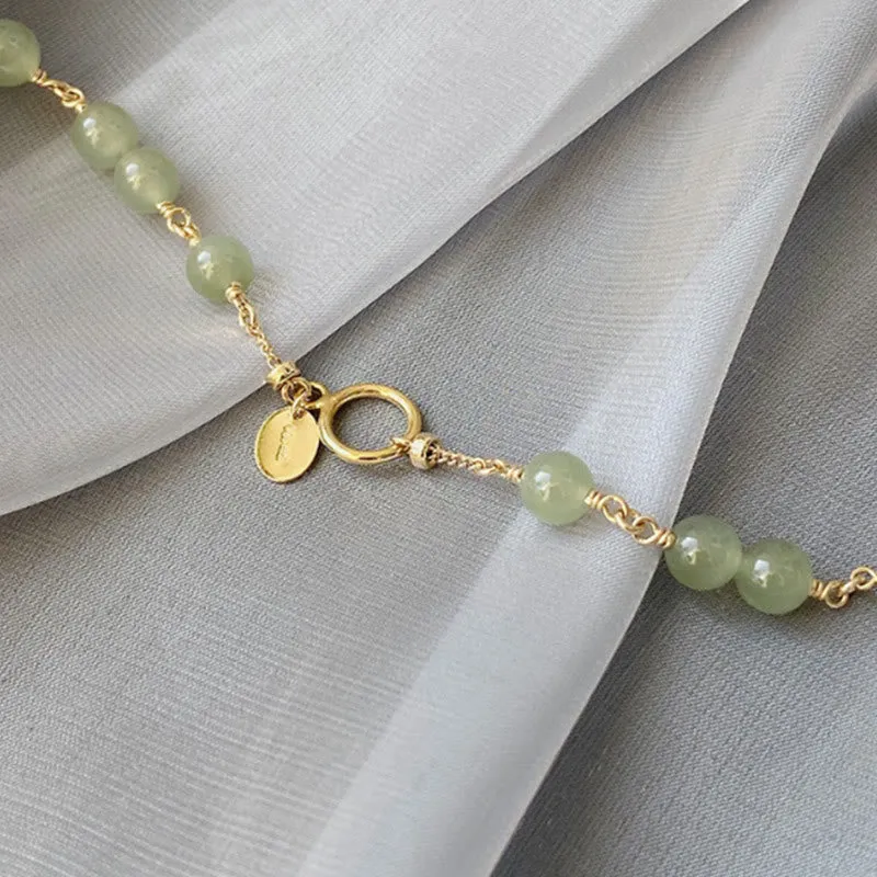 Luck Muse Hetian Jade Prosperity Bracelet with 14k Gold Plating - Image 3