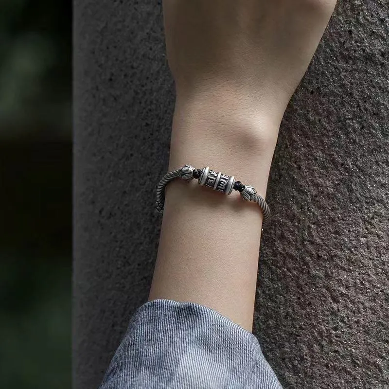 Braided Bracelet with Luck Muse Om Mani Padme Hum Lotus Peace Design - Image 5
