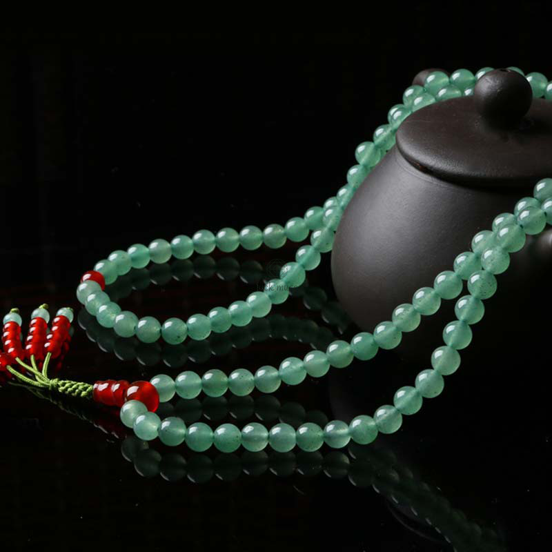 Luck Muse Green Aventurine and Red Agate 108 Beads Luck Bracelet Mala - Image 8