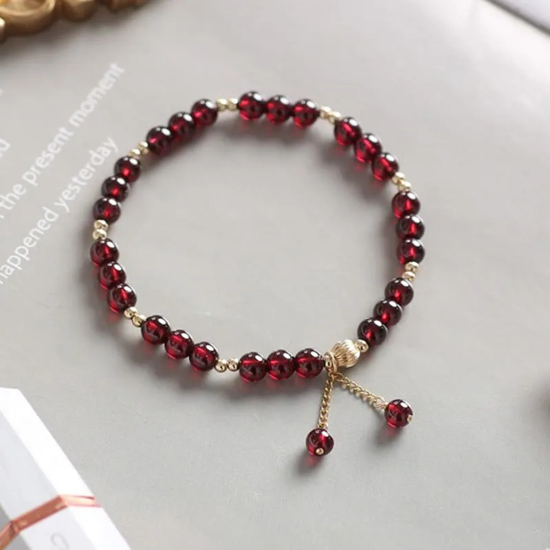 Luck Muse 14K Gold Garnet Calming Bracelet - Image 3