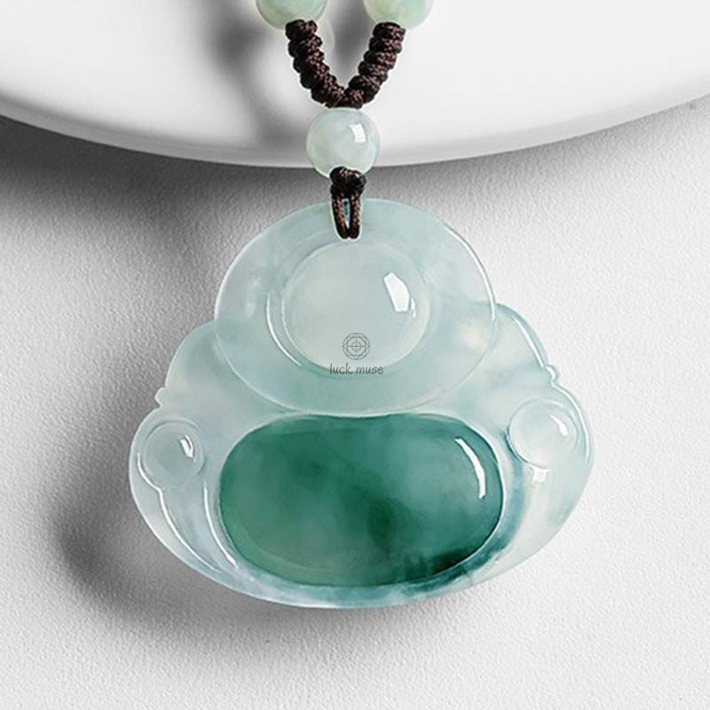 Buddha Cyan Jade Luck Necklace Pendant - Image 8