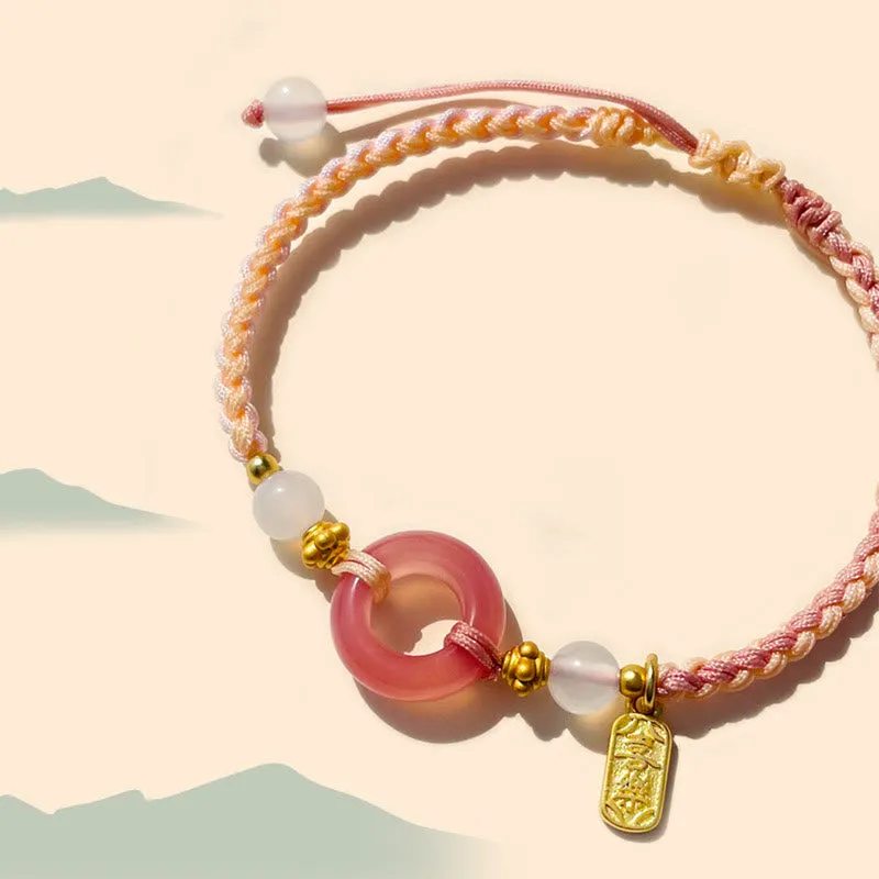 Luck Muse Peace and Joy Agate Bracelet with Auspicious Handmade Braided Buckle - Image 6