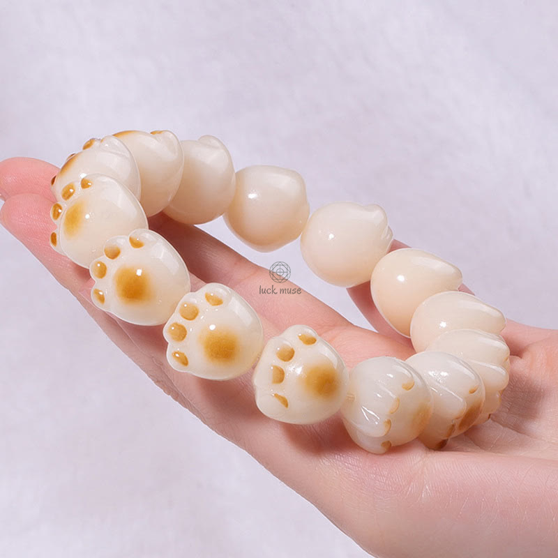 Cute Cat Paw Bodhi Seed Peace Bracelet with Luck Muse Accents - Image 17