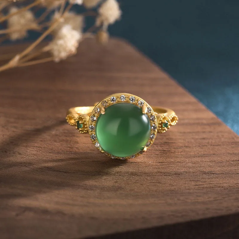 Natural Green Jade Fortune Ring