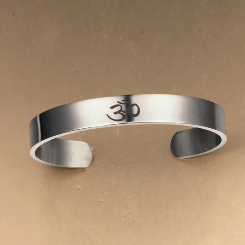 Tibetan OM Symbol Mindfulness Cuff Bracelet with Luck Muse - Image 5