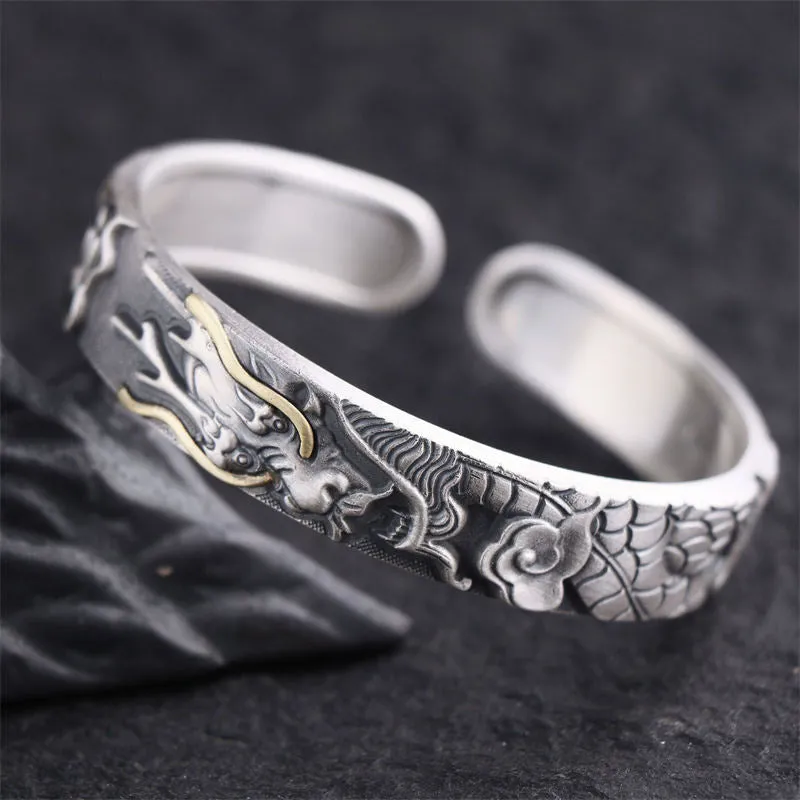 Luck Muse 999 Sterling Silver Dragon Protection Bracelet