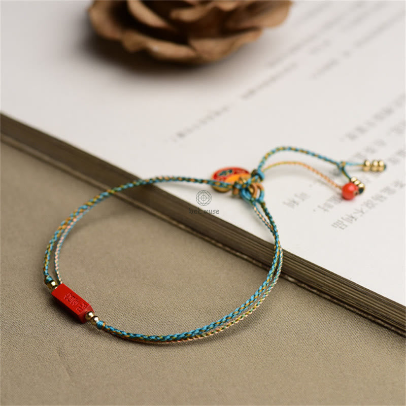 Handmade Cinnabar Blessing Braid Double Layer Bracelet - Image 6