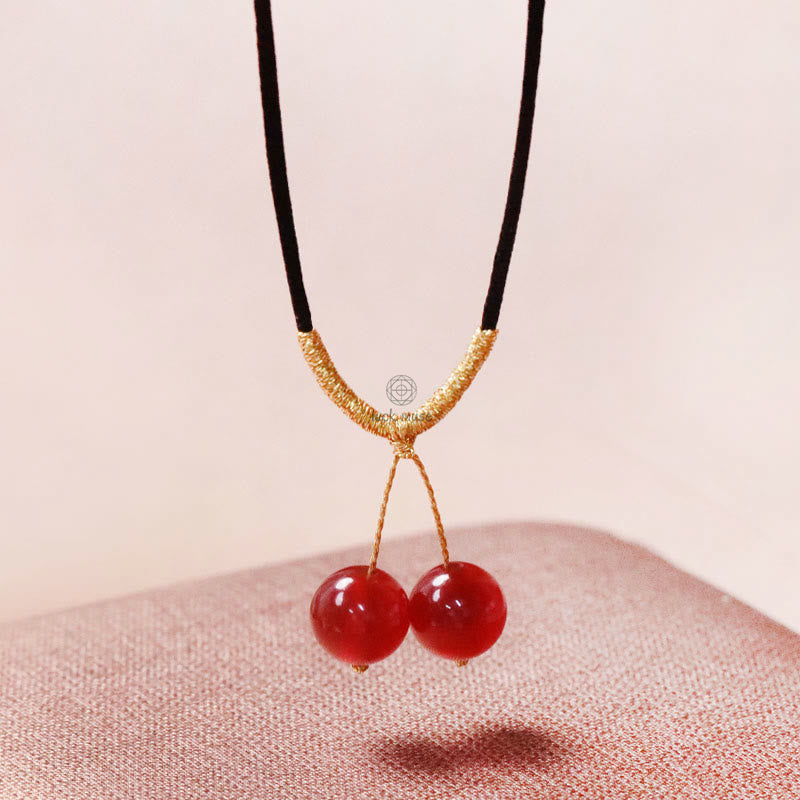 Natural Red Agate Chalcedony Self-Acceptance Confidence Bracelet Necklace Set - Image 14