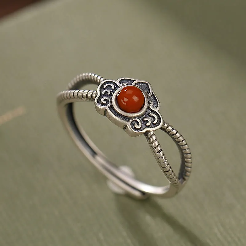 925 Sterling Silver Red Agate Mindful Ring - Image 2