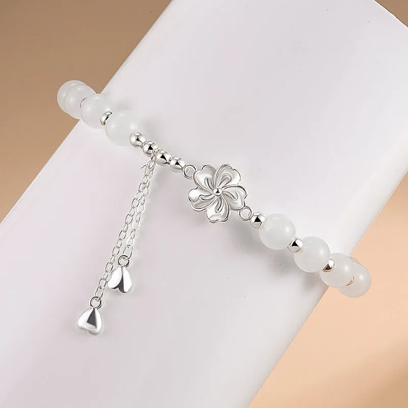 White Jade Peach Blossom Luck Bracelet - Image 5