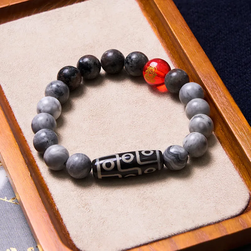 Luck Muse Tibetan Nine-Eye Dzi Picasso Jasper Healing Bracelet - Image 5