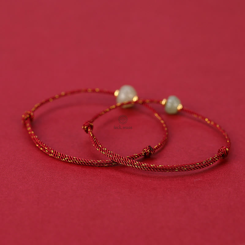 Gold-Plated Hetian Jade Lotus Luck Red String Bracelet with Luck Muse - Image 3