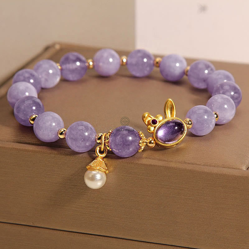Natural Purple Jade Rabbit Happiness Bracelet with Luck Muse - Image 8