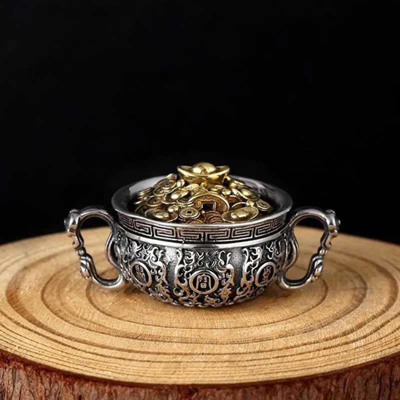 Luck Muse Prosperity Bowl Necklace with Copper Coin Ingots