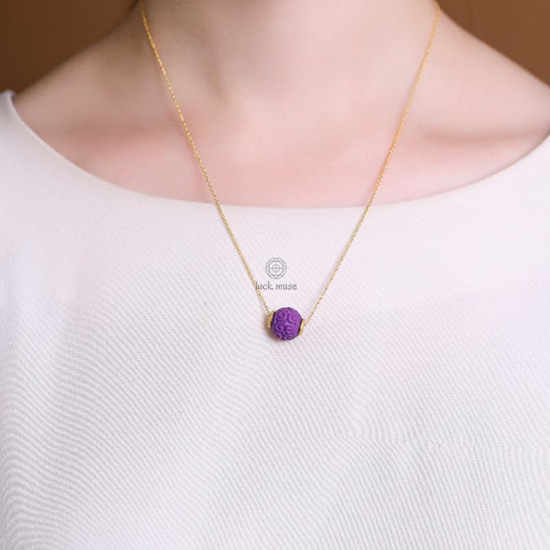 Luck Muse 925 Sterling Silver Gold-Plated Natural Purple Mica Stone Relief Jewelry Set - Image 7