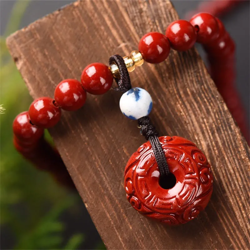 Tibetan Cinnabar Peace Buckle Triple Wrap Blessing Bracelet Mala by Luck Muse Shop - Image 4