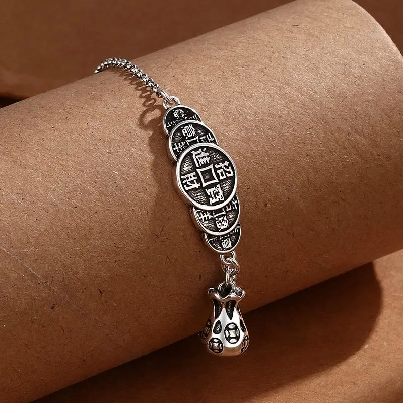 Buddha Copper Coin Money Bag Bracelet - Image 2