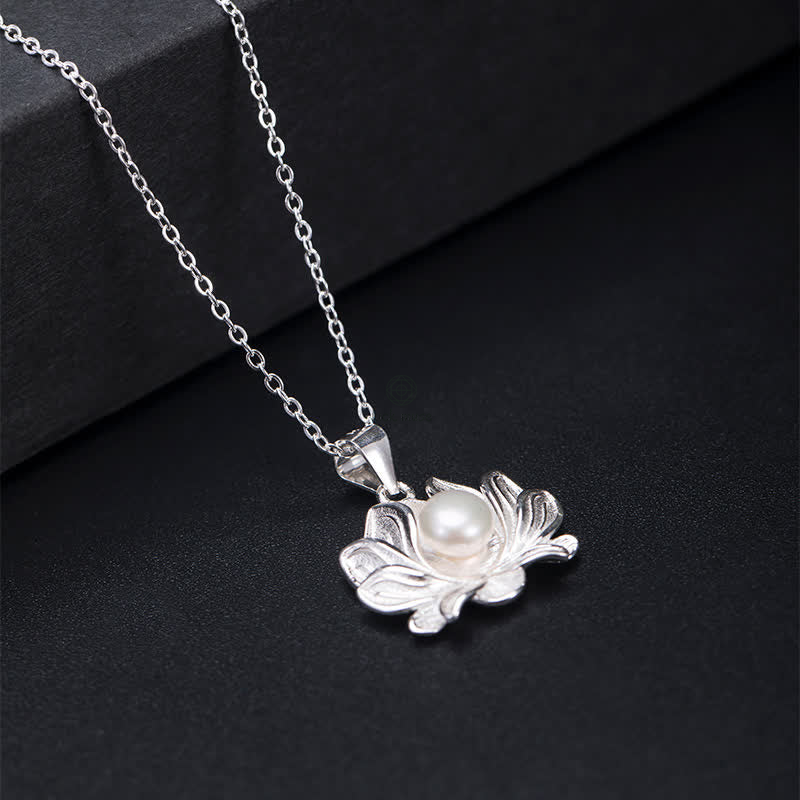 925 Sterling Silver Lotus Flower Pearl Wealth Necklace Pendant - Luck Muse Shop - Image 6