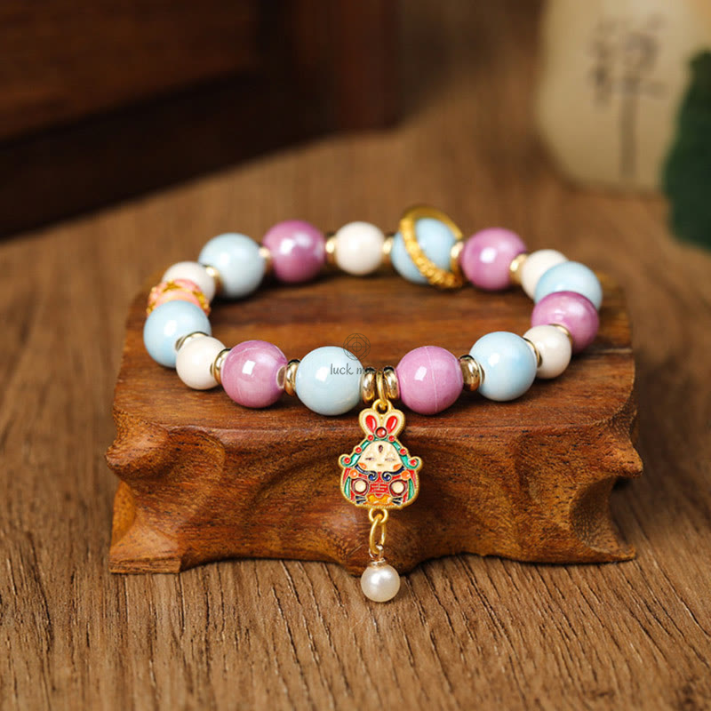 Tibetan Wealth Goddess Protection Bracelet with Liuli Glass Beads - Image 3
