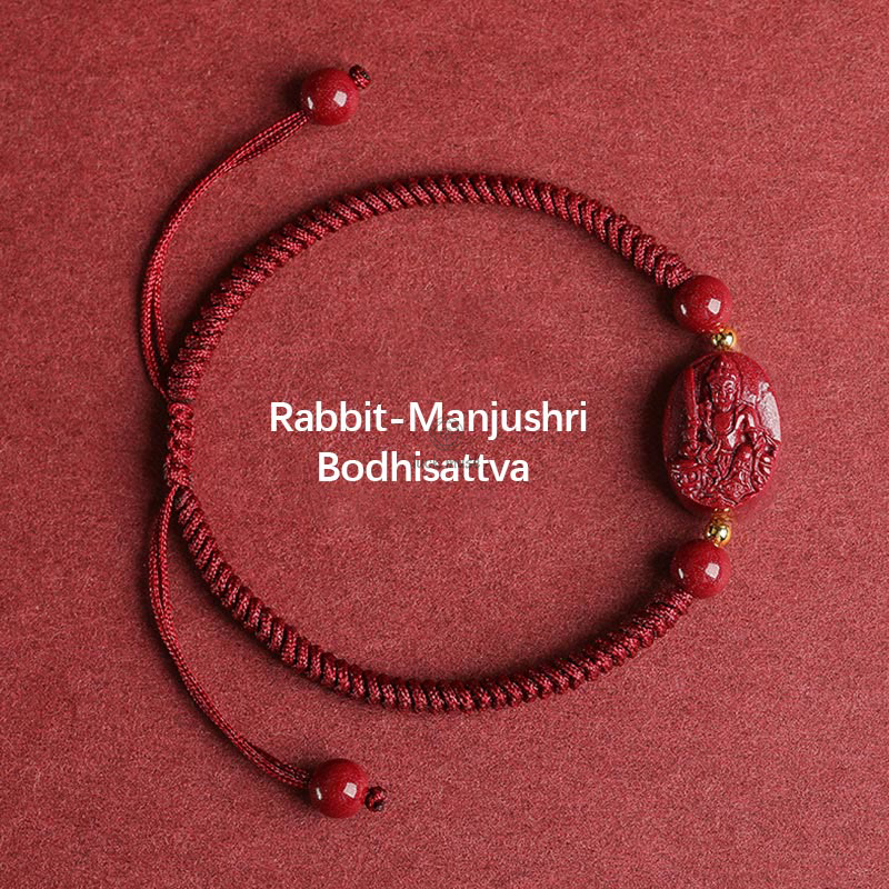 Natal Buddha Cinnabar Chinese Zodiac Rope Bracelet with Luck Muse - Evil Spirits Protection - Image 5