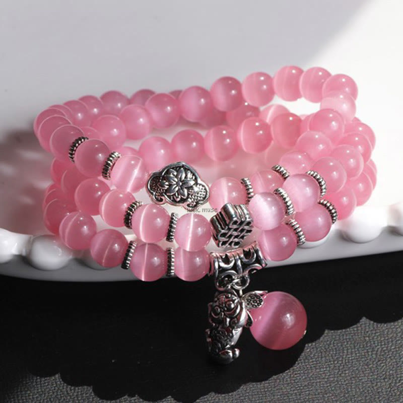Luck Muse Cat's Eye Pixiu Triple Wrap Bracelet - Energizing Support - Image 24