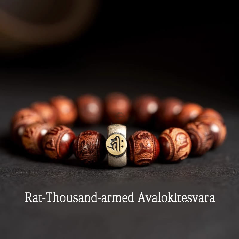 Luck Muse Chinese Zodiac Bracelet - Red Sandalwood Om Mani Padme Hum Protection - Image 12