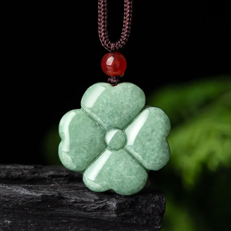 Luck Muse Four Leaf Clover Jade Prosperity Necklace