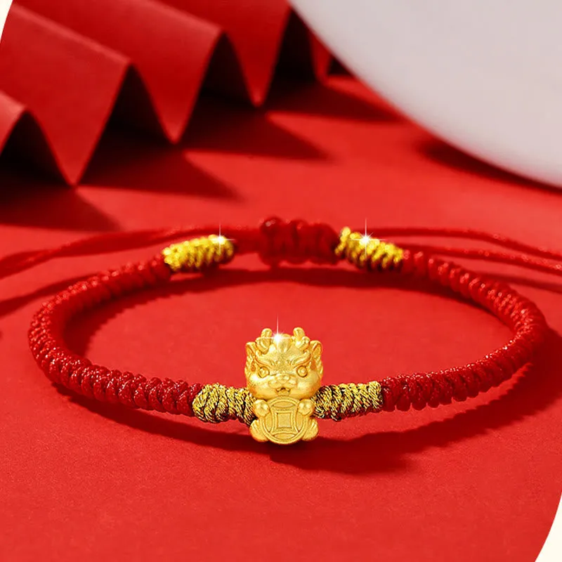 Luck Muse 999 Sterling Silver Year of the Dragon Copper Coin Bracelet