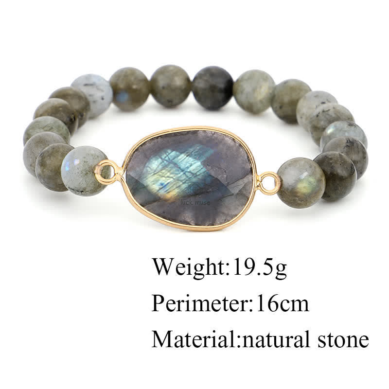 Clear Healing Beaded Bracelet with Labradorite and Moonstone - Image 9