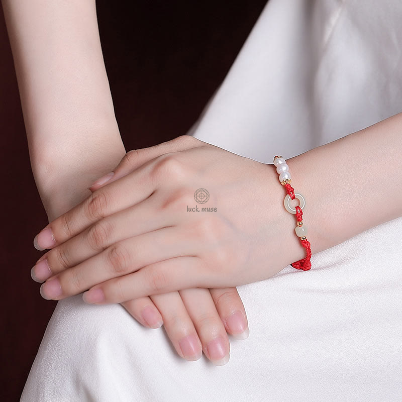 Golden Hetian Jade Luck Muse Luck Bracelet with 925 Sterling Silver Plating - Image 5