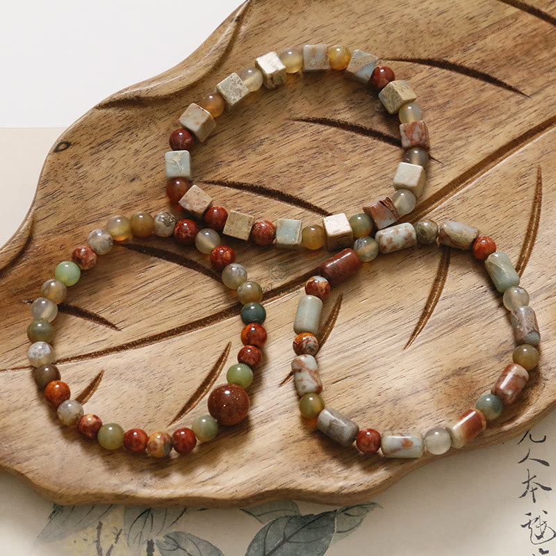 Natural Stone Sea Sediment Jasper Agate Protection Bracelet