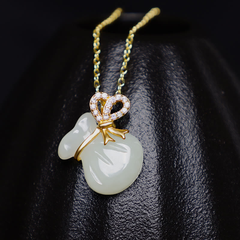 Hetian White Jade Money Bag Necklace Pendant with Luck Muse Blessings - Image 7