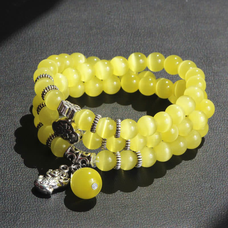 Luck Muse Cat's Eye Pixiu Triple Wrap Bracelet - Energizing Support - Image 14