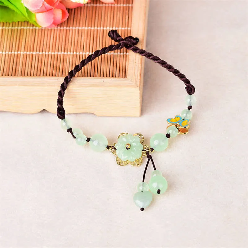 Flower Jade Butterfly Charm Anklet for Luck and Abundance by Luck Muse Shop - Image 4