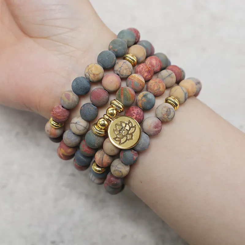 Picasso Jasper Stone 108 Mala Beads Bracelet for Courage and Energy - Image 5