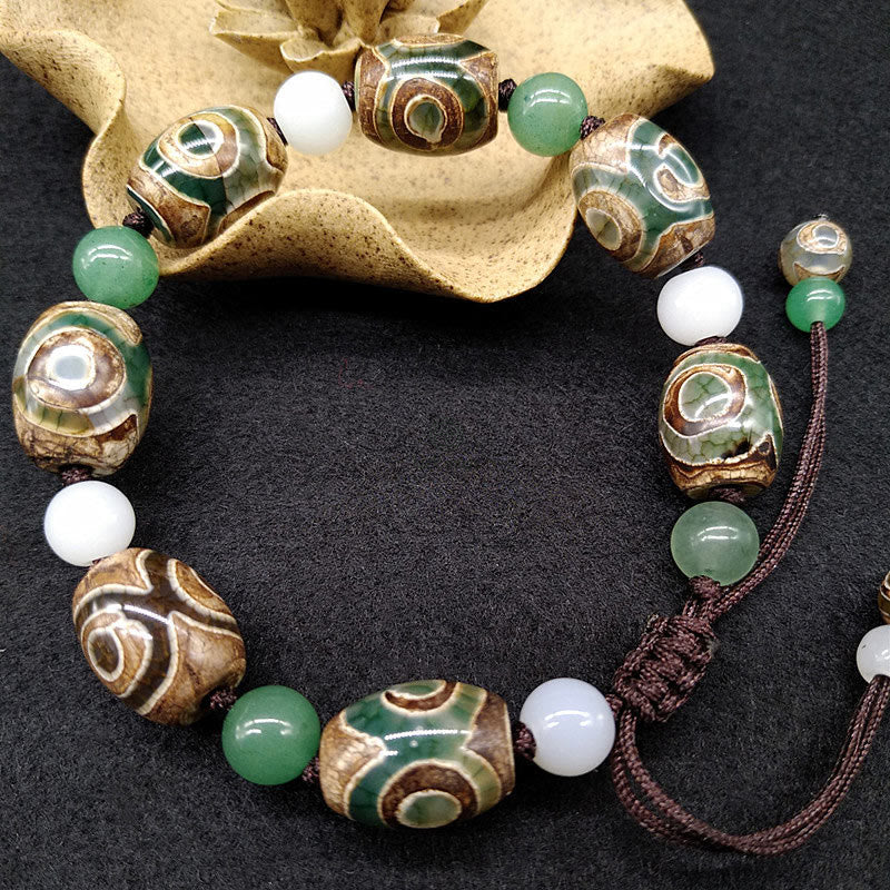 Tibetan Three-eyed Dzi Bead Braided Bracelet for Luck and Protection - Image 6